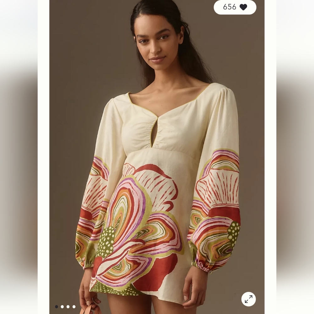 FARM Rio Cream Mini Dress with Pink, Red & Green Floral Print - Picture 2 of 6